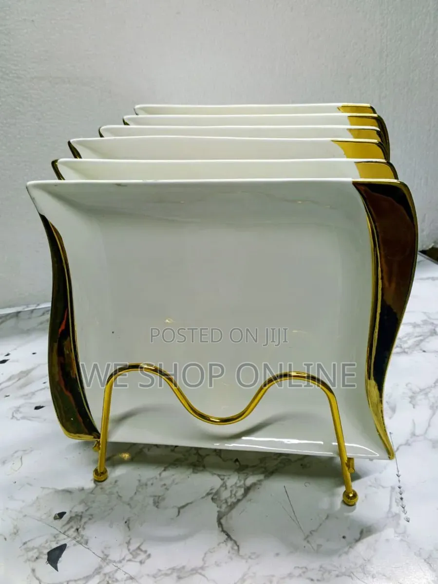 6 Pcs Gold Big Plate 10.8"