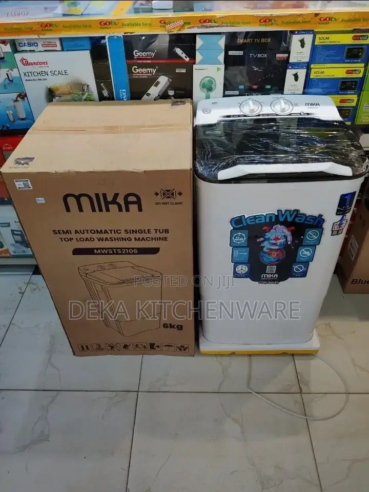 Mika Semi-Automatic Single Tub Washing Machine.