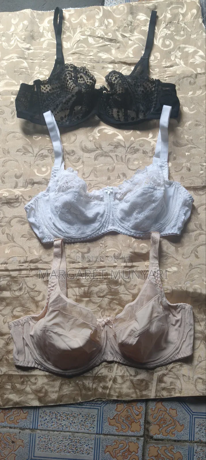 Black, White, Red and Beige Push Up Bras