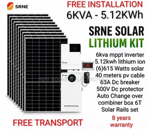Srne 6kva Inverter - 5.12kwh Lithium Battery - (6)615w Bifacial Solar