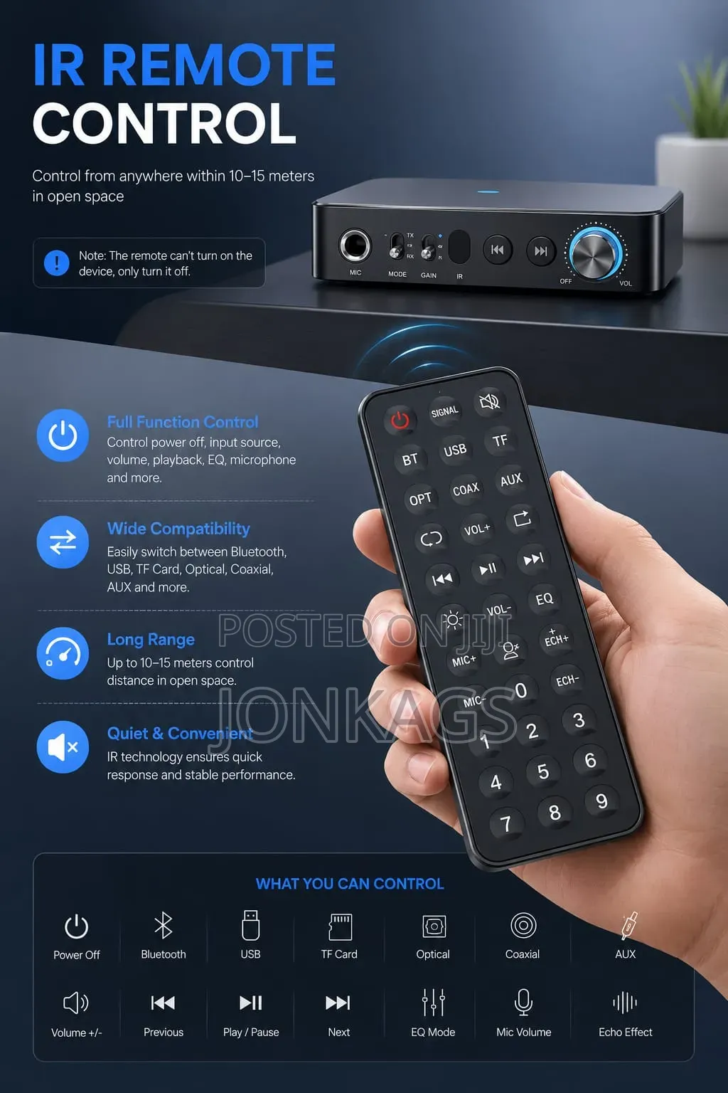 Bluetooth Receiver Transmitter Optical Aux Rca Usb Tf Card Mic Input
