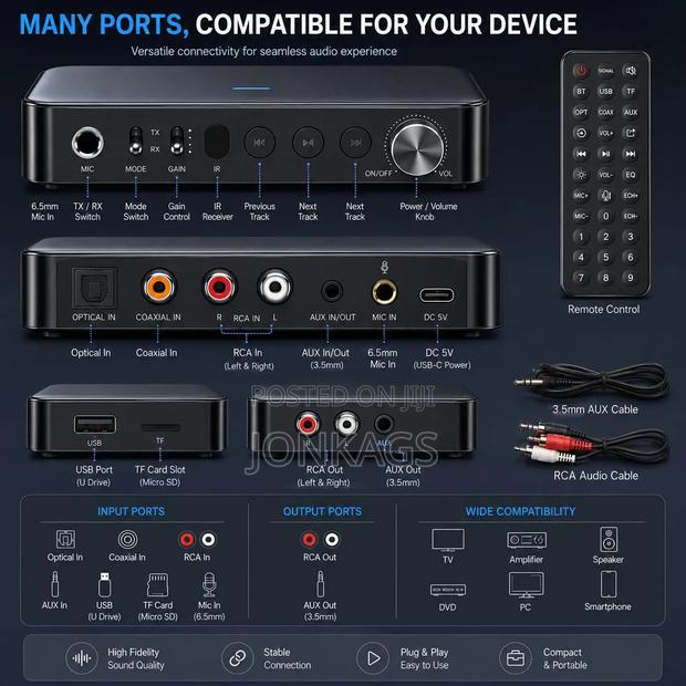 Bluetooth Receiver Transmitter Optical Aux Rca Usb Tf Card Mic Input - thumbnail 15