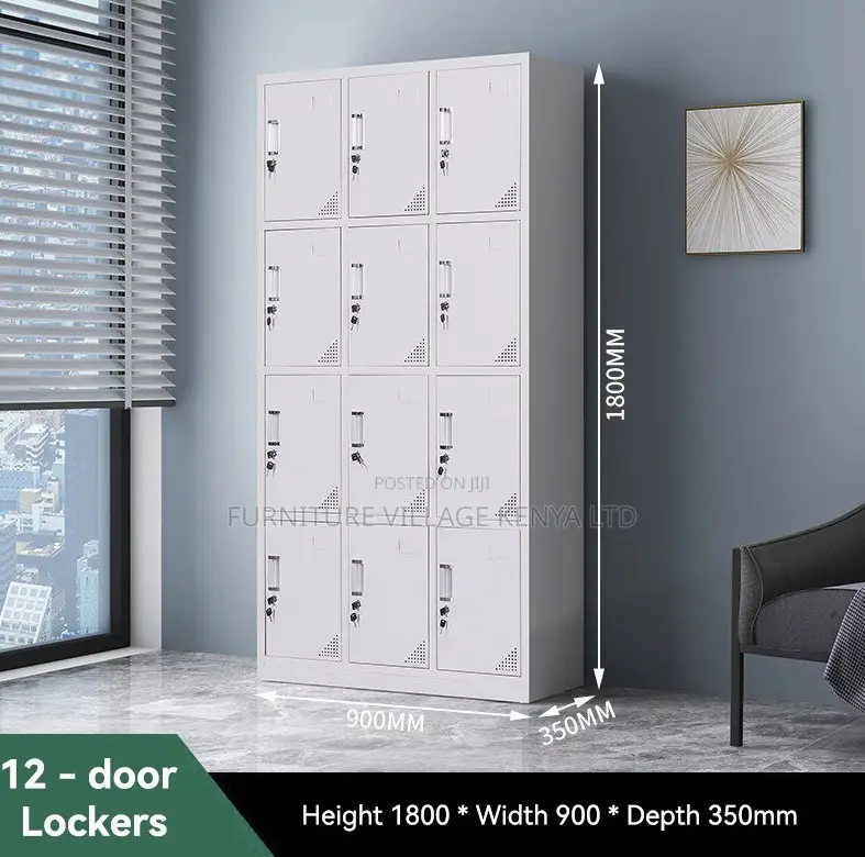 12-Locker Modern Made Office Cabinet