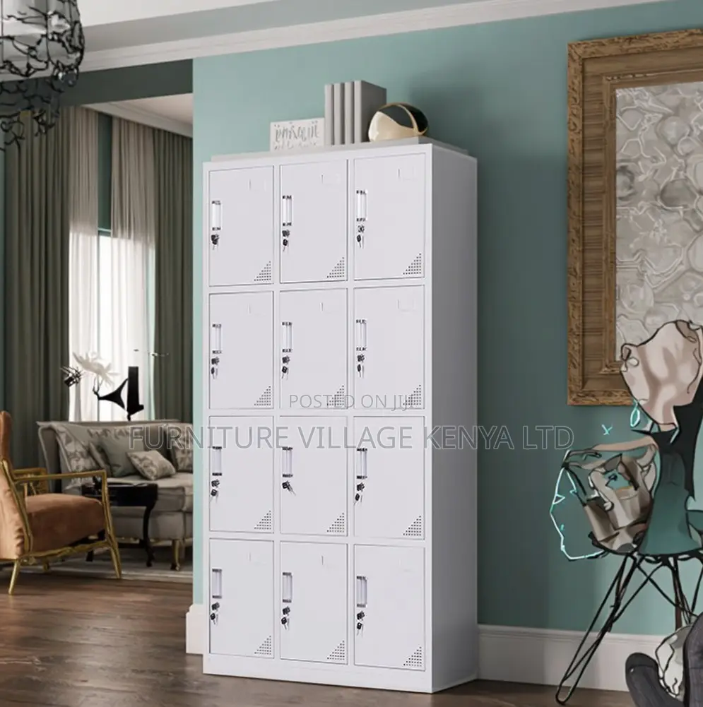 12-Locker Modern Made Office Cabinet