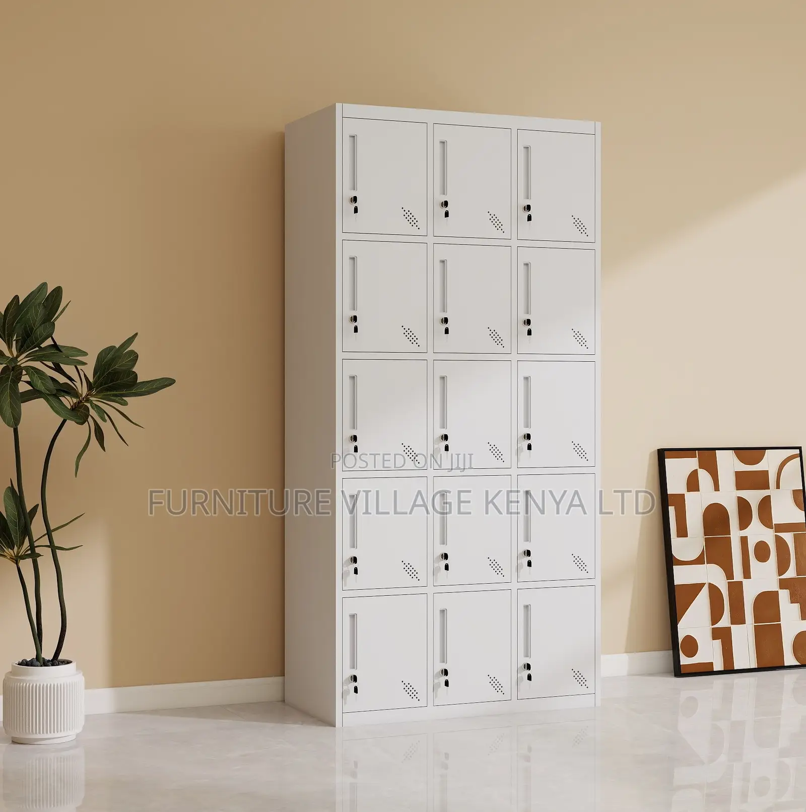 12-Locker Modern Made Office Cabinet