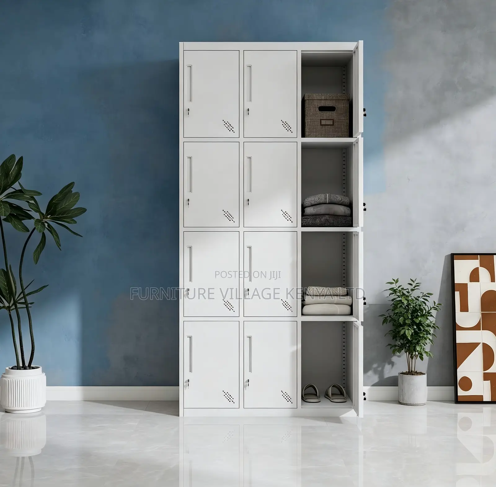 12-Locker Modern Made Office Cabinet