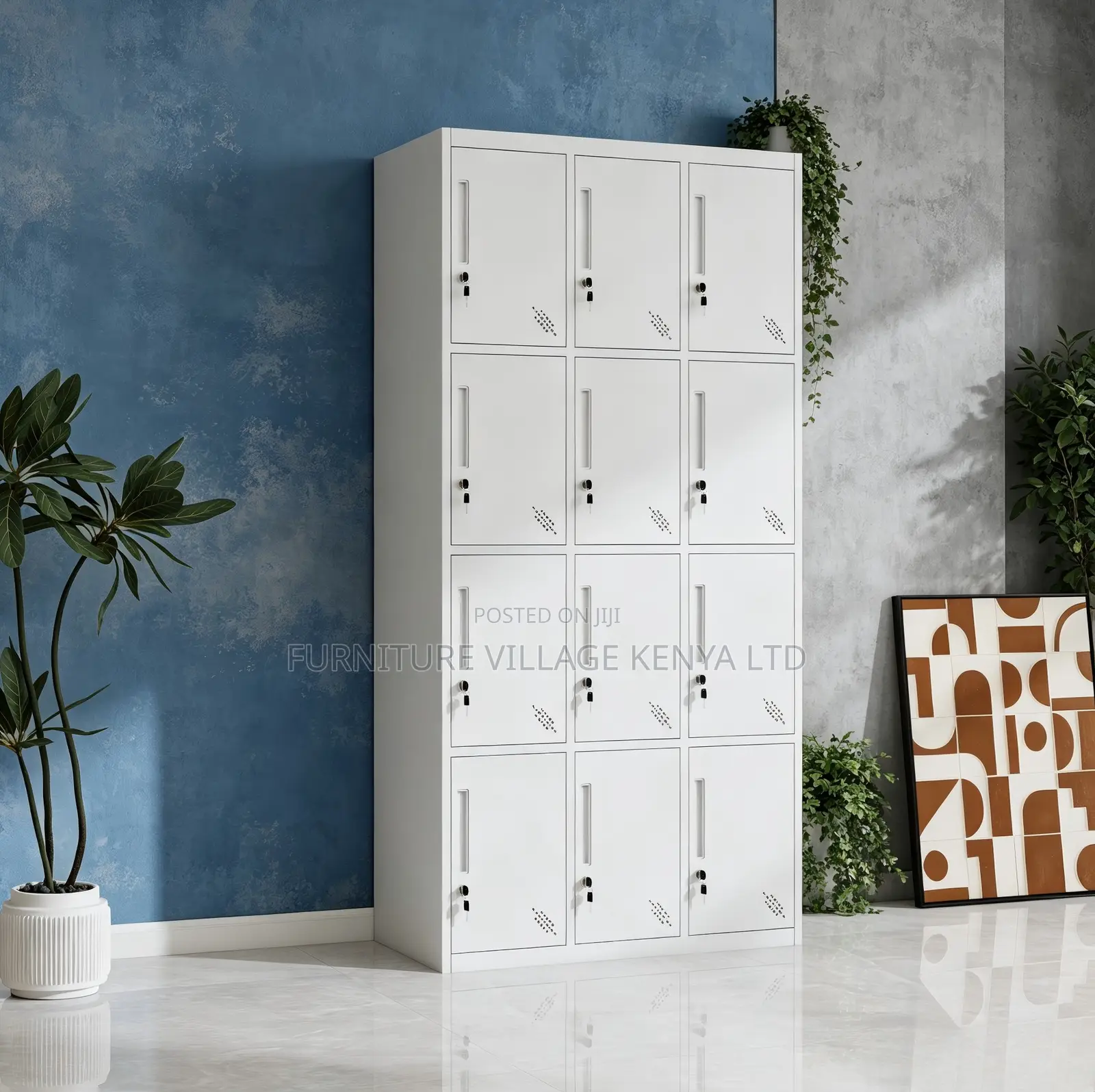 12-Locker Modern Made Office Cabinet