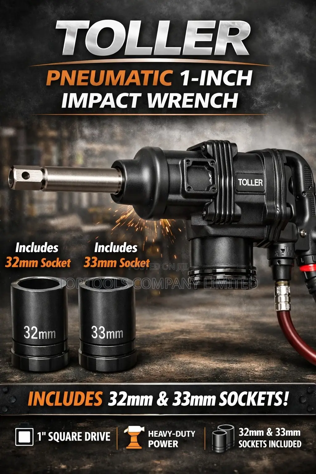 Toller Pneumatic 1inch Impact Wrench With 2bits