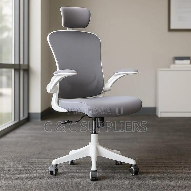 White Modern Ergonomic Home Chair - thumbnail 2