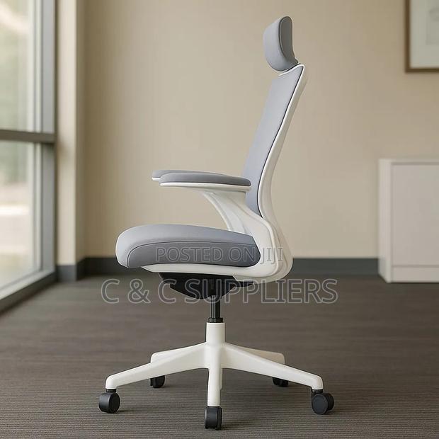 White Modern Ergonomic Home Chair - thumbnail 3