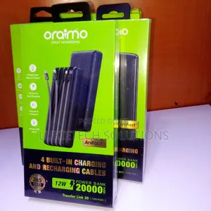 20000mah Powerbank Four Attached Cables Strong Led Torch