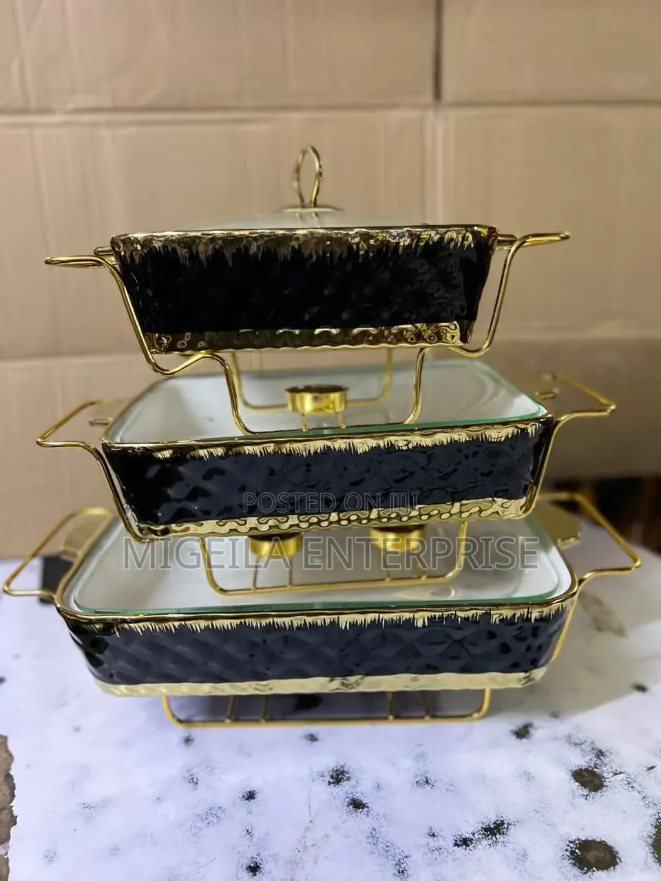 3 PCS Ceramic Chaffing Dishes