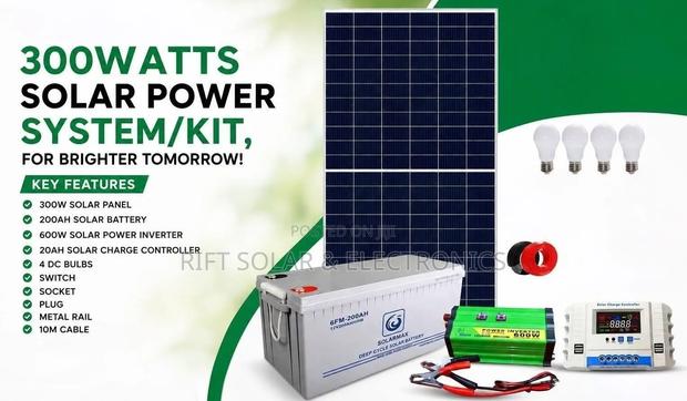 300 Watts Solar Full Package - 200ah Battery - 600w Inverter