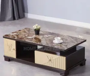 Coffee Table: Brown Marble Top Multi Functional Table