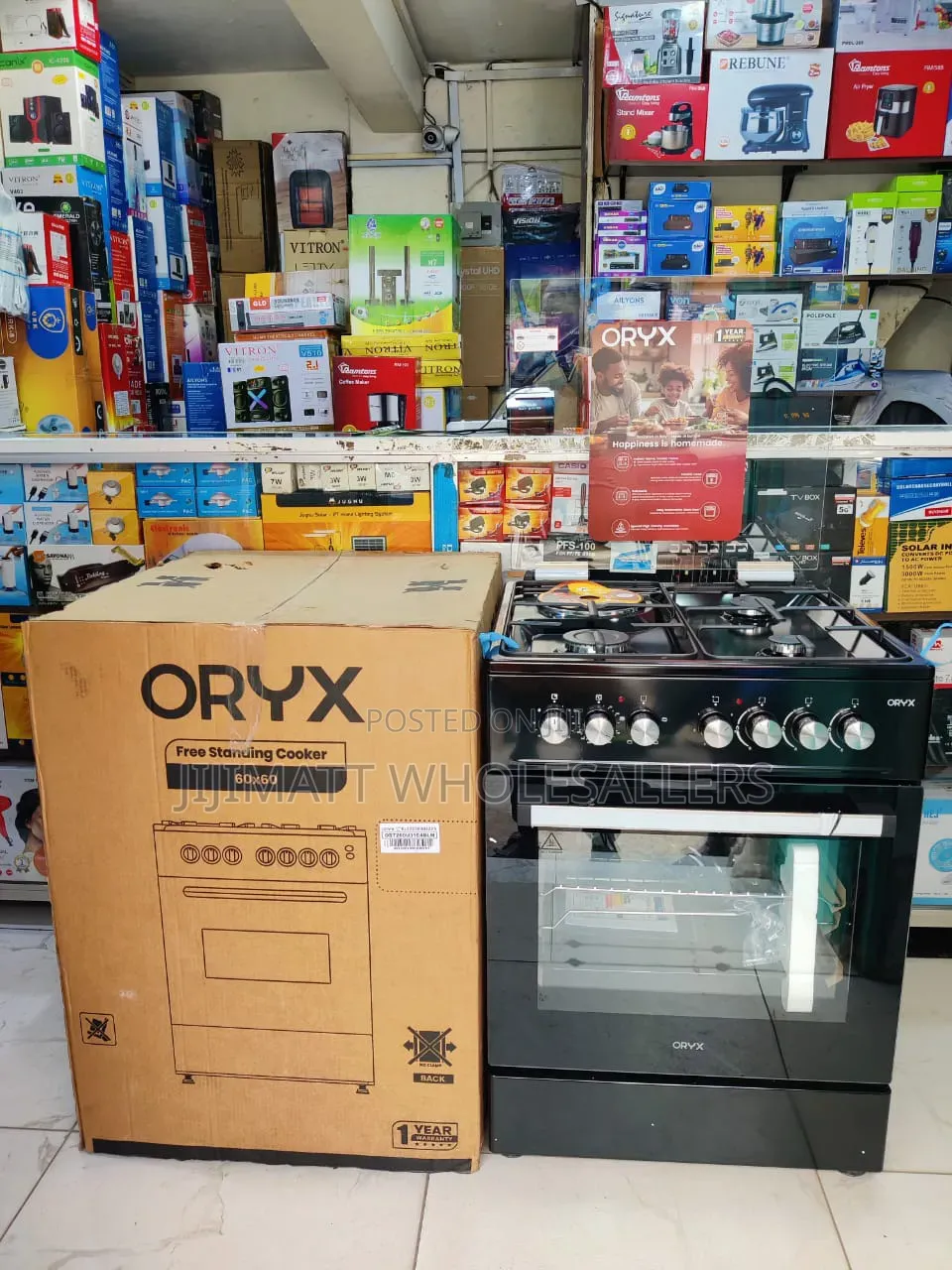 Mika Oryx Standing Cooker, 60cm X 60cm, Full Black