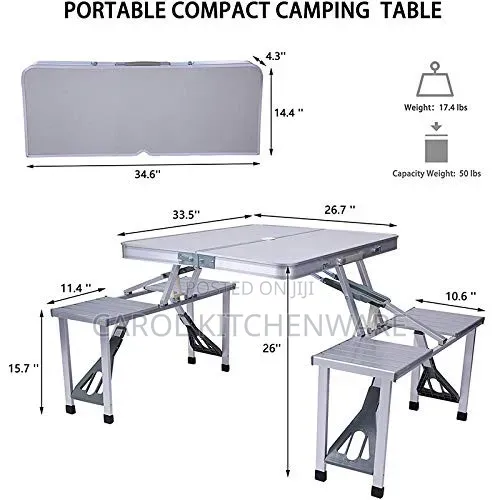 Portable Aluminium Picnic Table/ Foldable Camping Table With Chairs