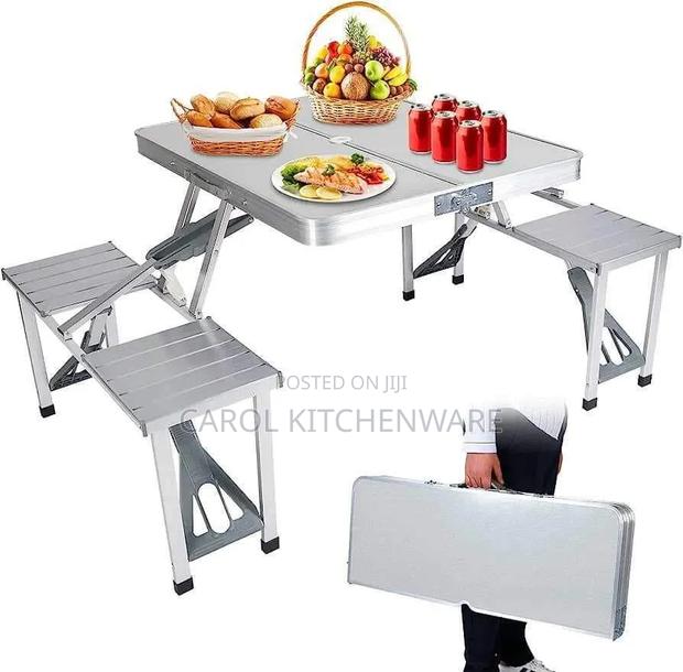 Portable Aluminium Picnic Table/ Foldable Camping Table With Chairs - thumbnail 2