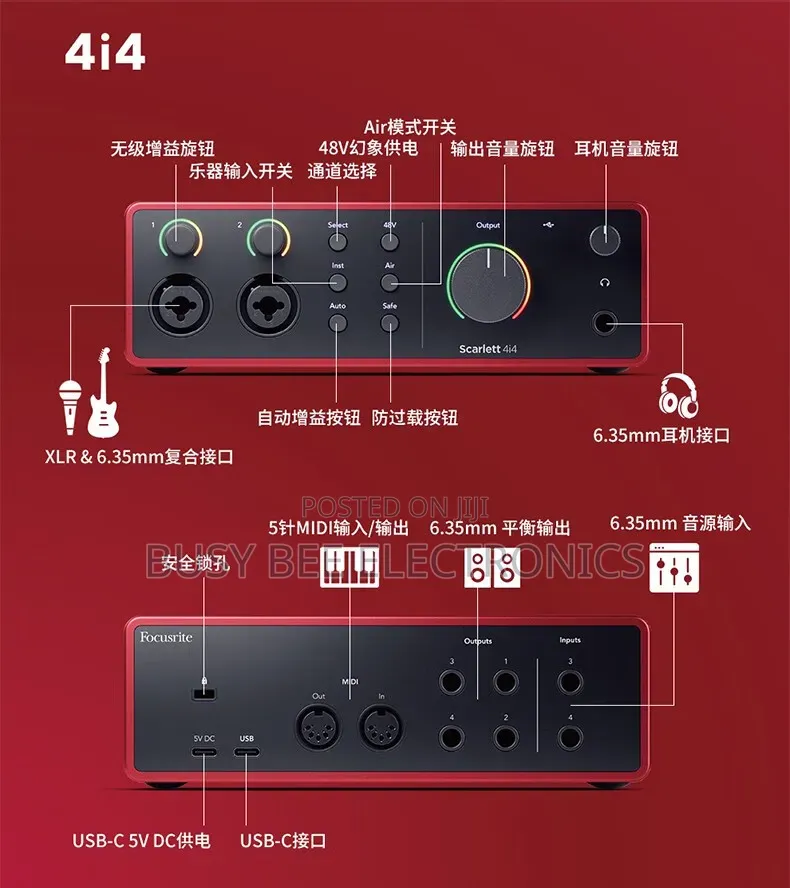Focusrite Scarlett 4i4 4th Generation 4 Input Usb Audio Interface
