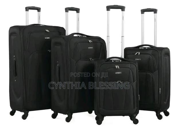 Quality Fabric Suitcases Black Four Wheels