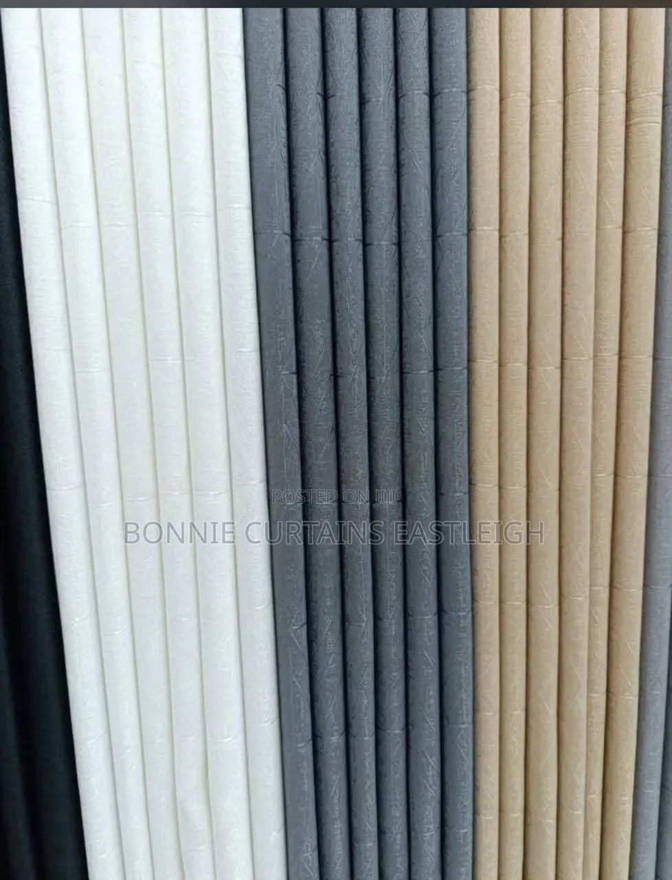 White, Green, Gray Curtains With Rings