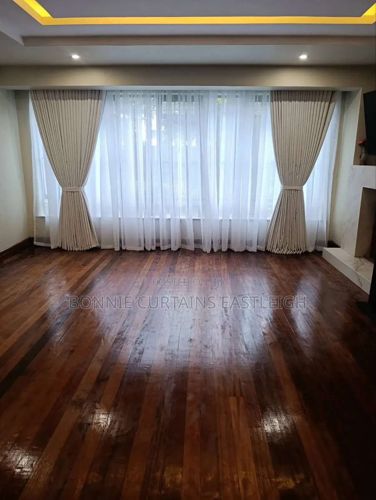 White, Green, Gray Curtains With Rings