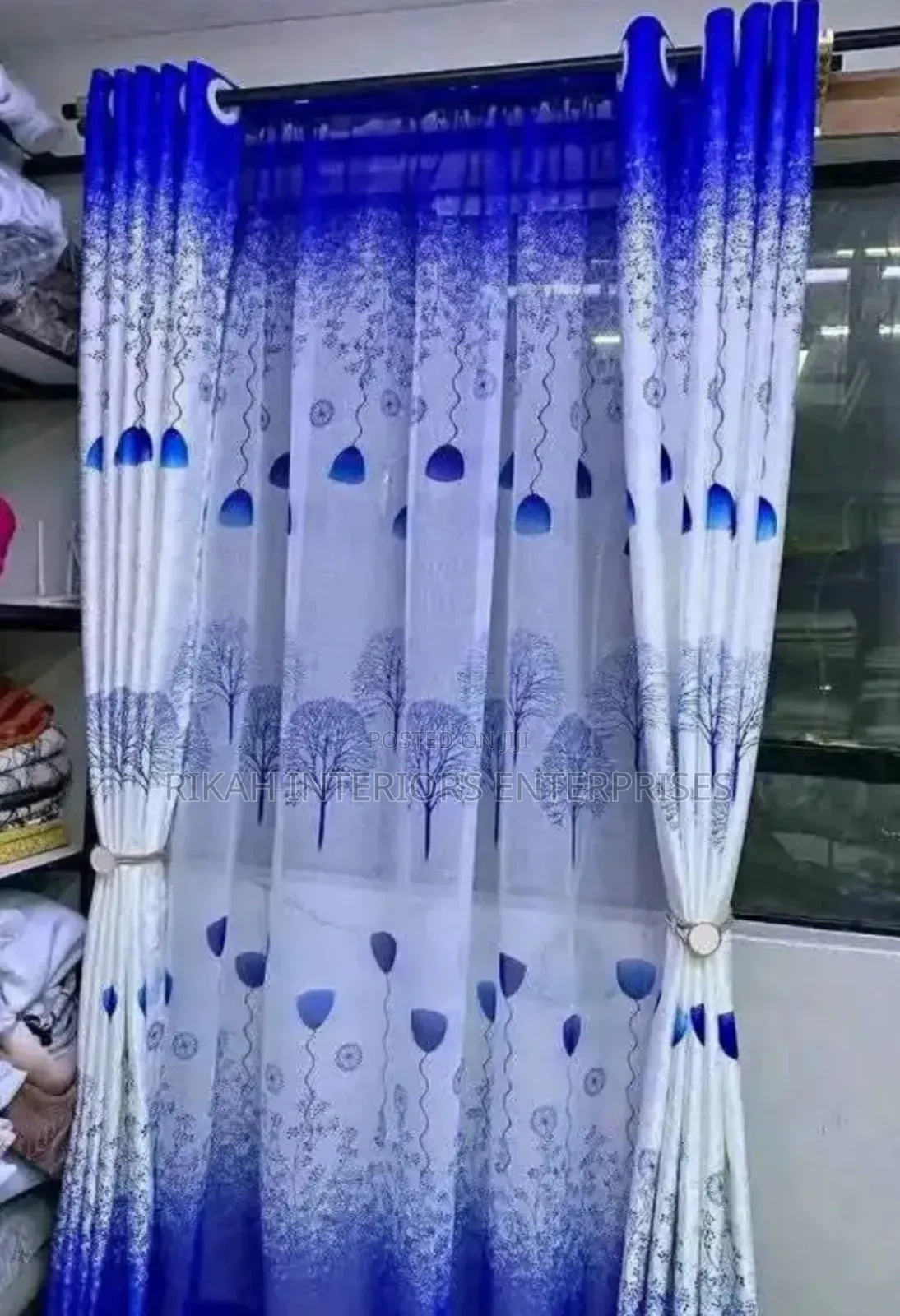 White Blue Curtains Curtains Environmental Friendly Robertson's