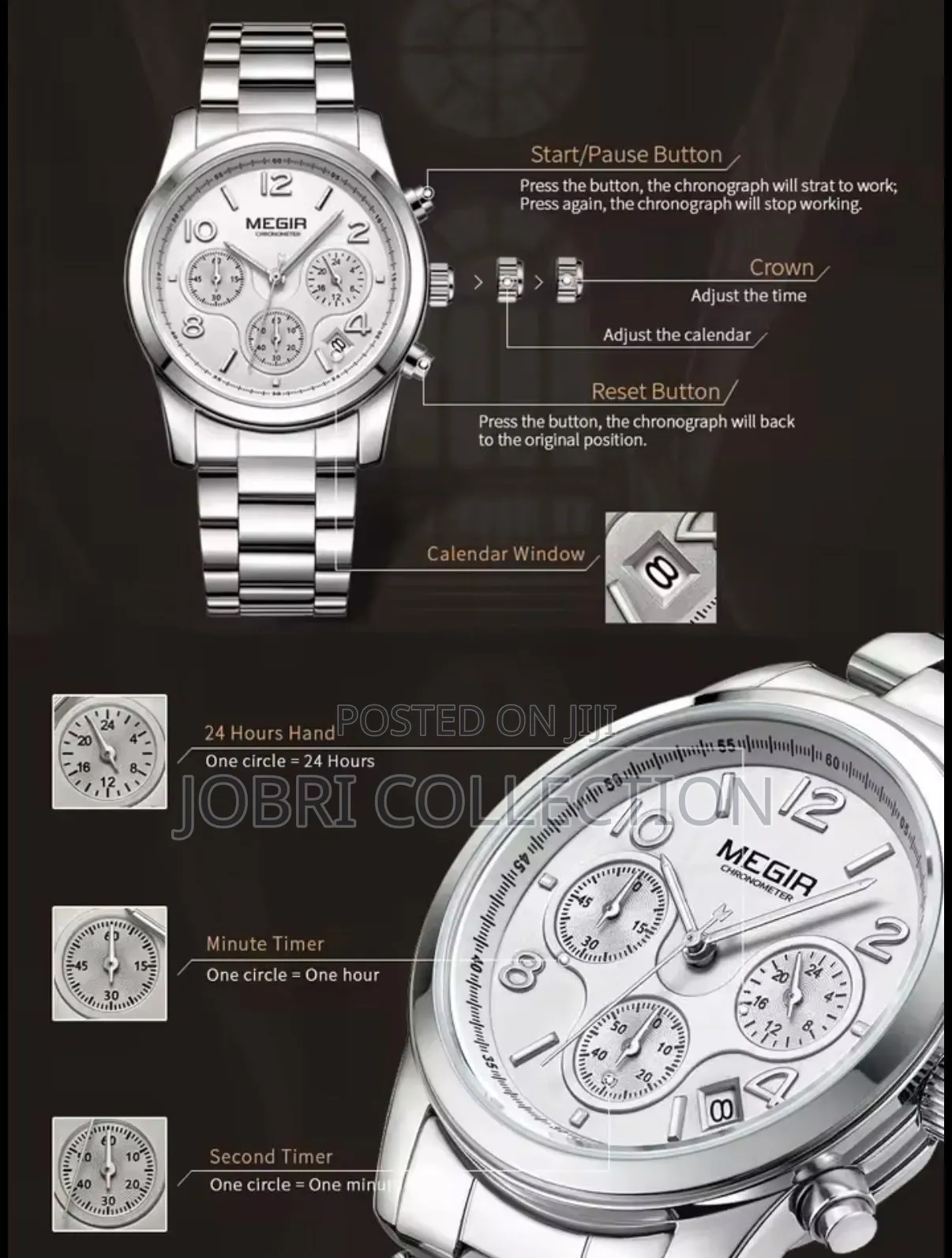 Megir Chronograph Gents Stainless Steel Watches