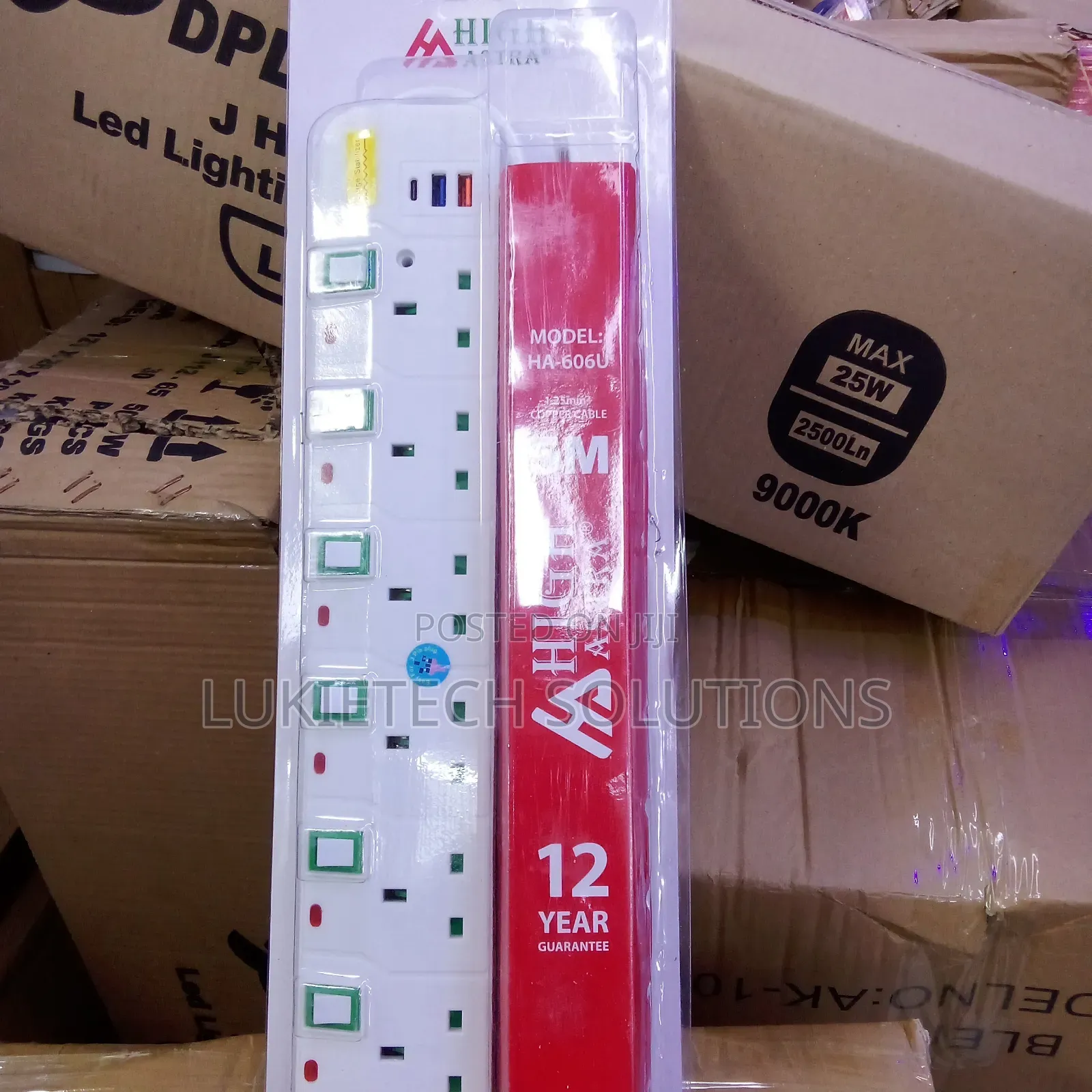 Astra Six Way Extension Cable With 5 Meters Long Copper Cord