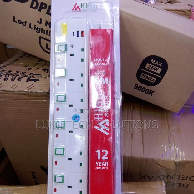 Astra Six Way Extension Cable With 5 Meters Long Copper Cord