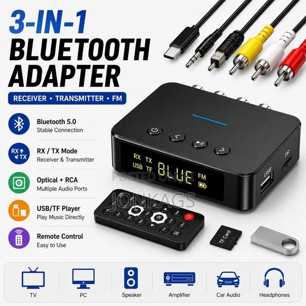 3 in 1 Bluetooth Audio Adapter
Receiver | Transmitter | Fm Transmitter
