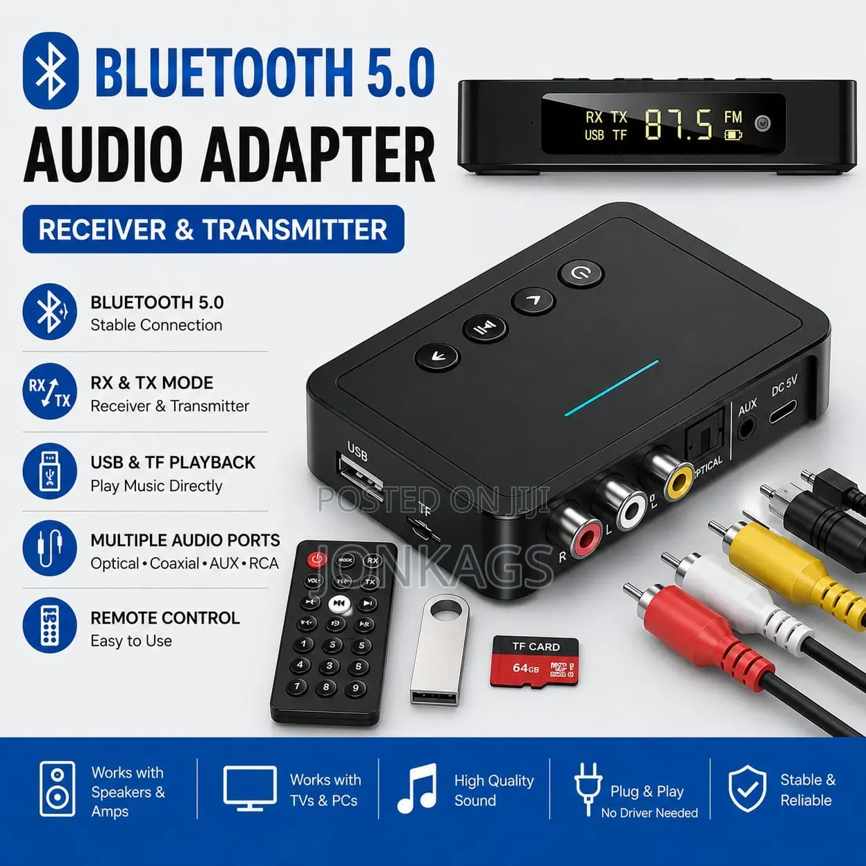 3 in 1 Bluetooth Audio Adapter
Receiver | Transmitter | Fm Transmitter