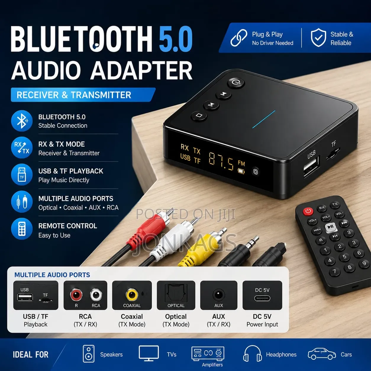 3 in 1 Bluetooth Audio Adapter
Receiver | Transmitter | Fm Transmitter