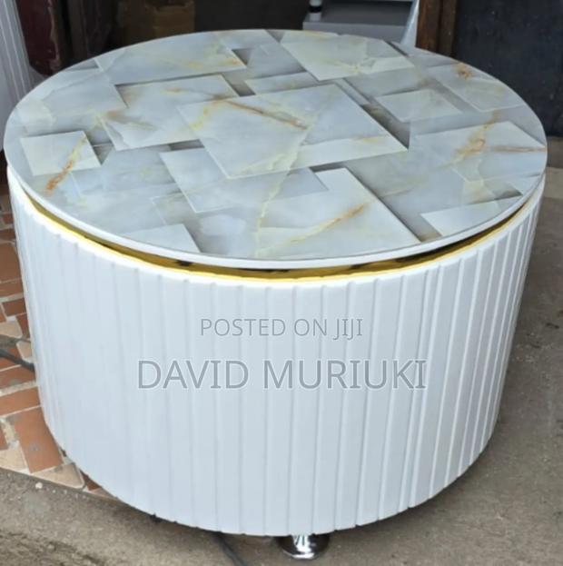 White Executive Modern Round Coffee Table