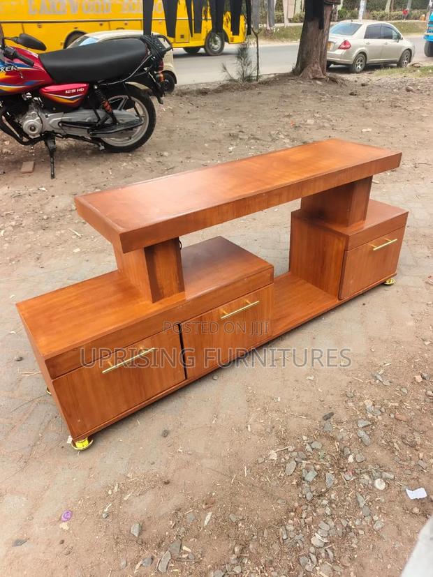 Brown Tv Stand With Led Lights 5ft Handles