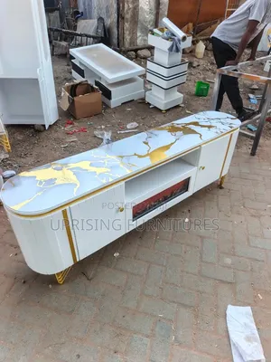 Tv Stand White With Fireplace Marble Top Gold