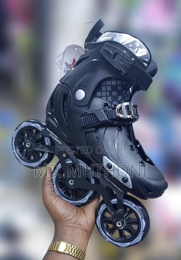 Matte Black, High-Speed Tri-Skates Feature Large 100mm Wheels - main view