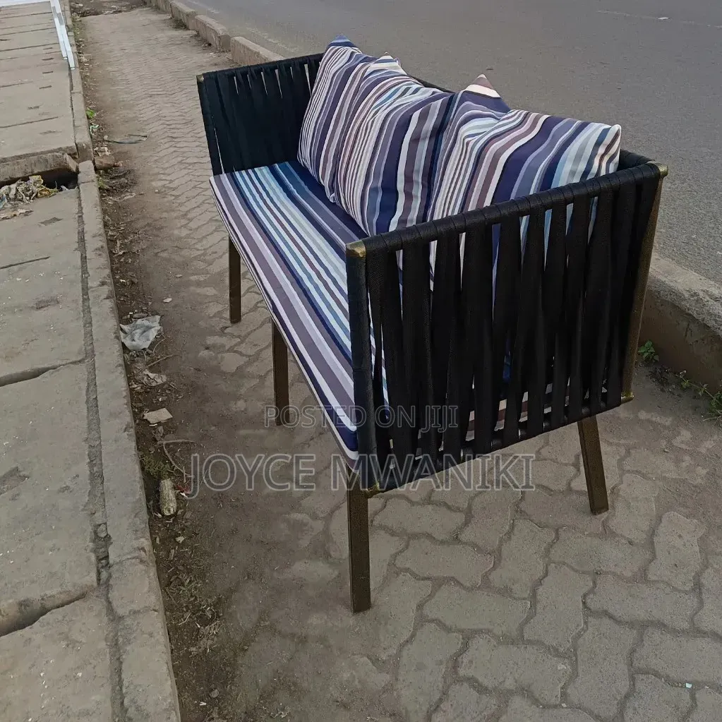 Modern Metallic Wooven Couch With Pillows or Waiting Seat