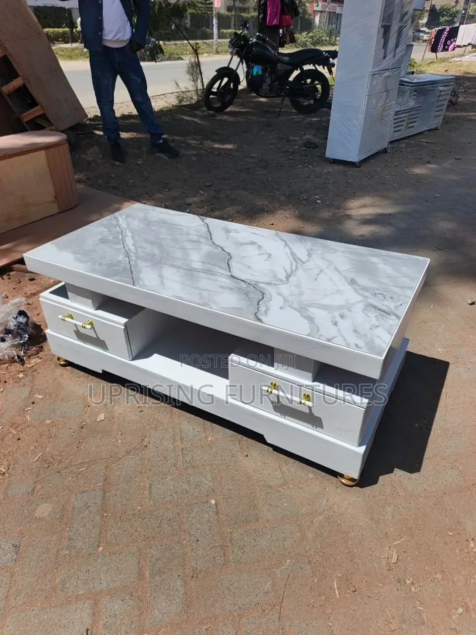 Modern Center Table -Grey Marble Finish