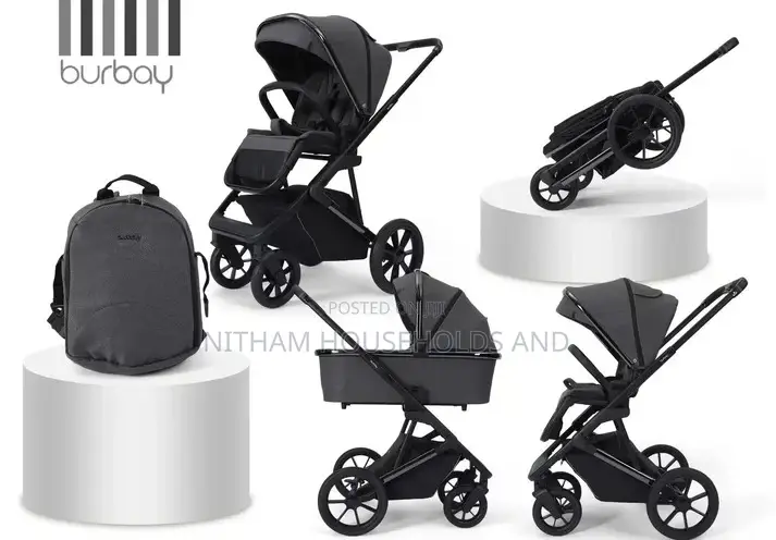 Foldable Burbay E83 Stroller Bassinet, Travel System With Pushchair