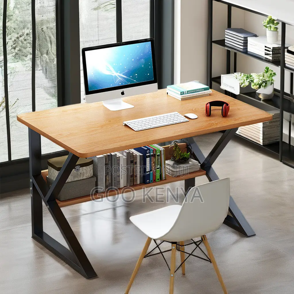 Study Table; Multi-Purpose Wooden Study Table With Durable Metal Frame