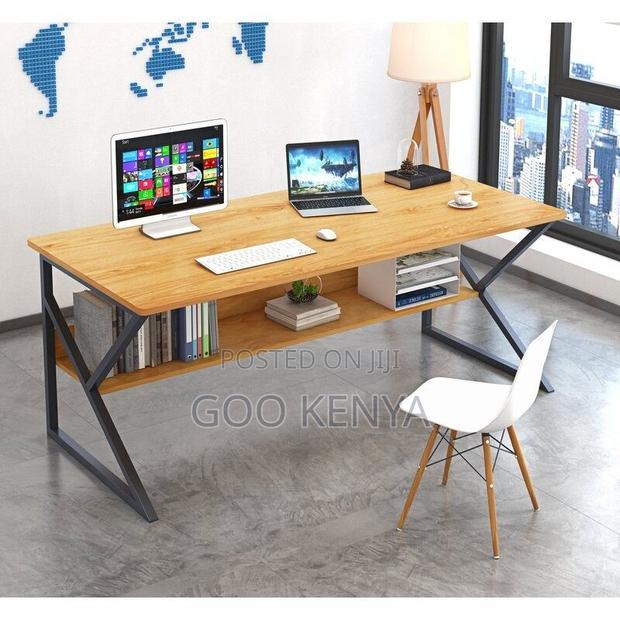 Study Table; Multi-Purpose Wooden Study Table With Durable Metal Frame - thumbnail 4