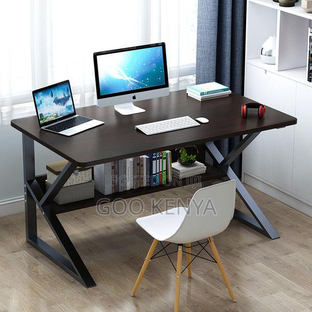 Study Table; Multi-Purpose Wooden Study Table With Durable Metal Frame - thumbnail 5