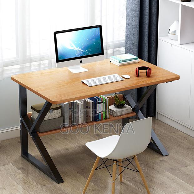 Study Table; Multi-Purpose Wooden Study Table With Durable Metal Frame - thumbnail 6