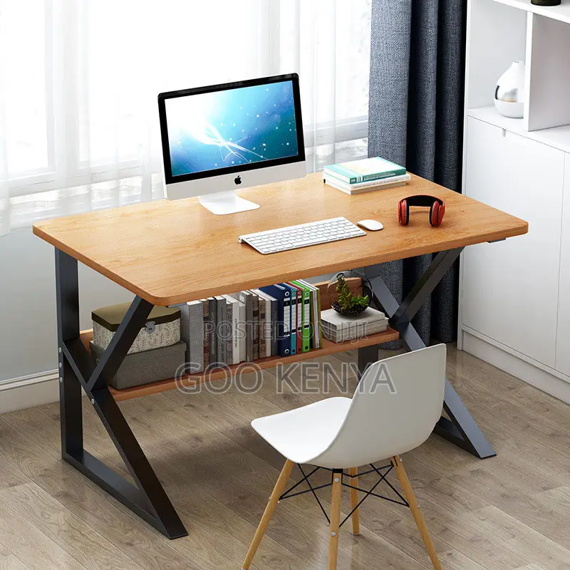 Study Table; Multi-Purpose Wooden Study Table With Durable Metal Frame