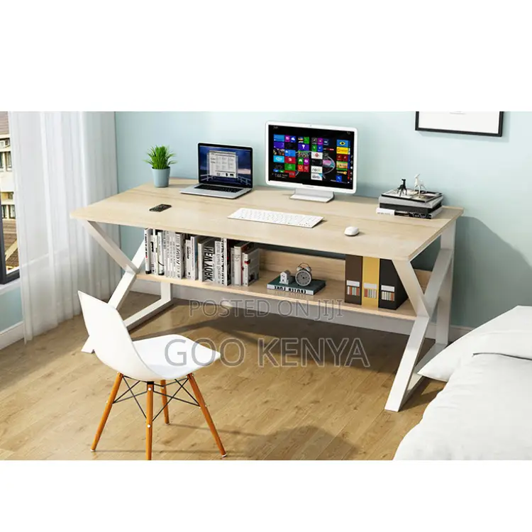 Study Table; Multi-Purpose Wooden Study Table With Durable Metal Frame