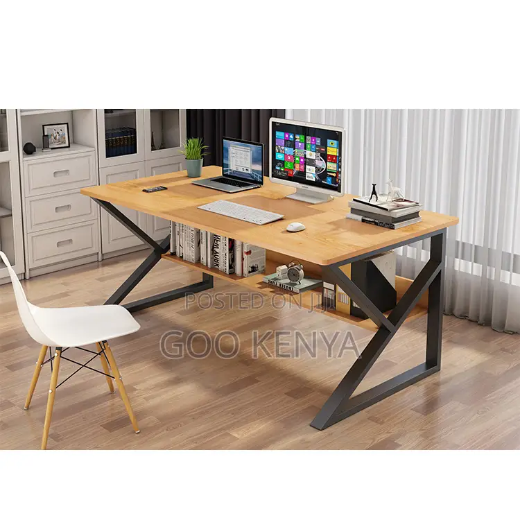 Study Table; Multi-Purpose Wooden Study Table With Durable Metal Frame