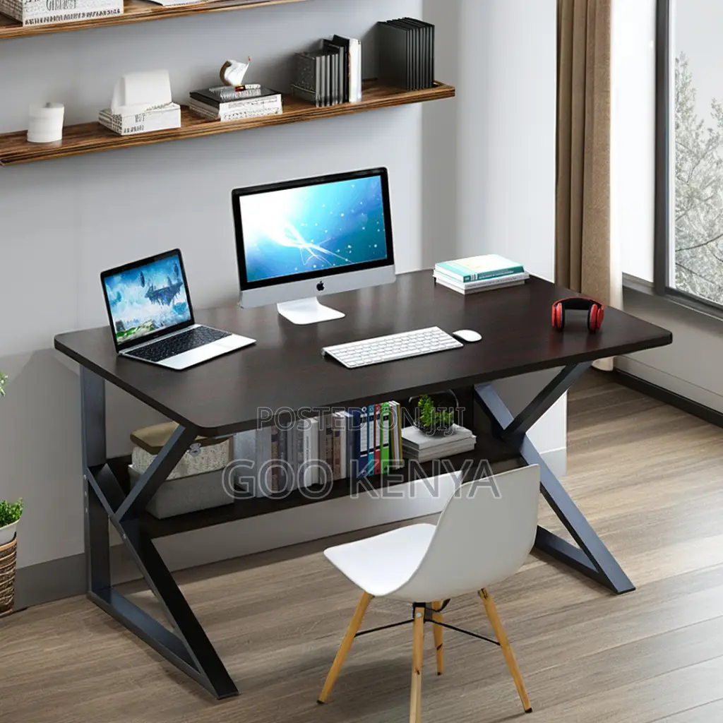 Study Table; Multi-Purpose Wooden Study Table With Durable Metal Frame