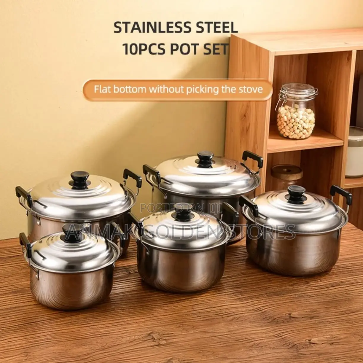 10 Pieces Stainless Steel Cooking Pots – Medium Gauge