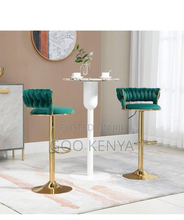 Kitchen High Chair; Gold Metal Bar Stool With Velvet Upholstery - thumbnail 8