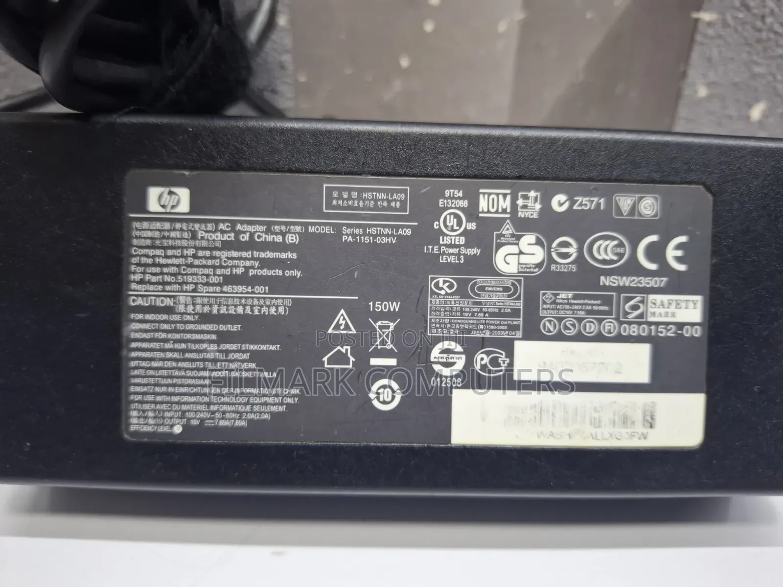 Ex Uk Hp 150w 19v 7.89a 7.4mm X 5.0mm Charger Adapter ( Hp Big Pin )